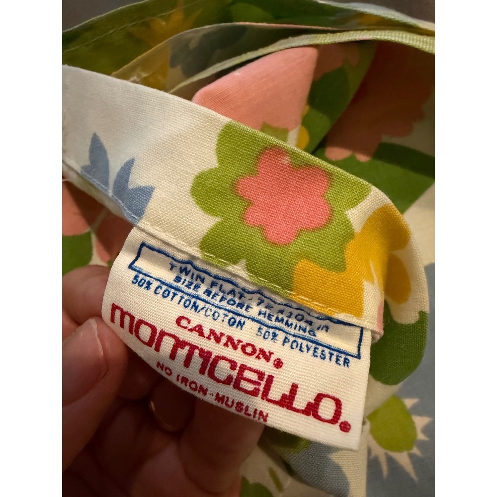 Vintage Cannon Monticello Twin Sheet set. Floral Eyelet Lace Cottagecore Retro - Picture 4 of 4